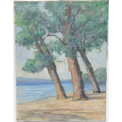 Huile sur toile \"Plage de Sciez 11
