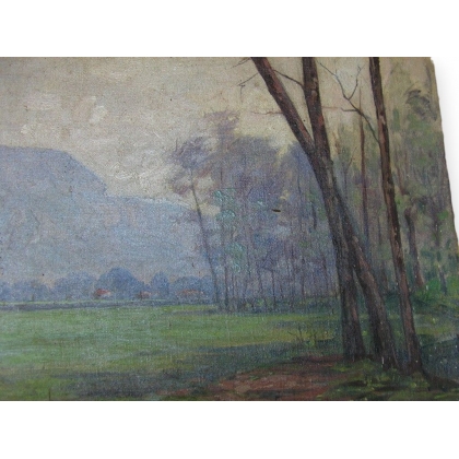 Huile sur toile \"Campagne Genevoise\"