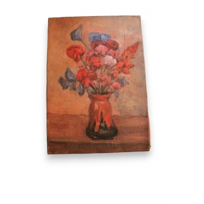 Huile sur toile \"Bouquet de fleurs\"