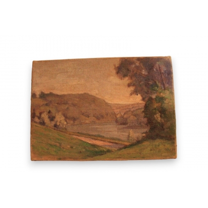 Huile sur toile \"Le Rhône au Bois des