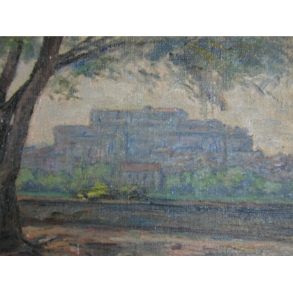 Paintings | Oil on canvas "Grignan Sept. 1952" Moinat SA  - Antiques and home décor