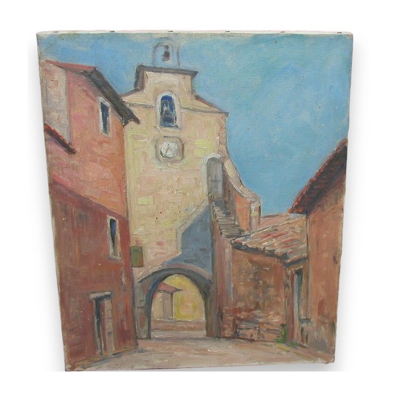 Paintings | Oil on canvas "Church of Roussillon Moinat SA  - Antiques and home décor"