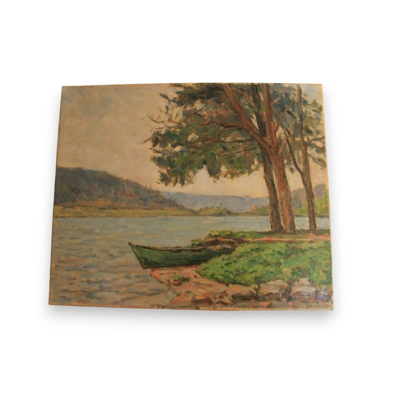 Paintings | Oil on canvas "Lake Annecy, 26 April" Moinat SA – Antiques and home décor