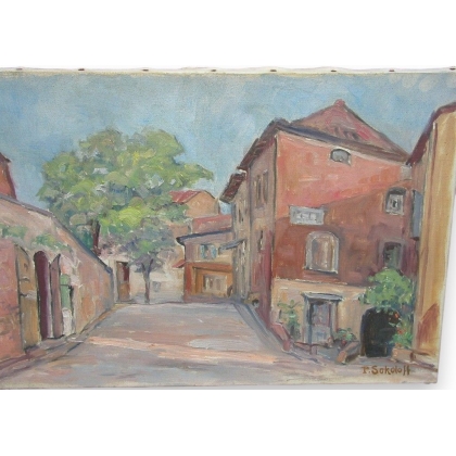 Huile sur toile \"Roussillon Octobre