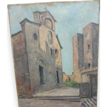 Huile sur toile \"Chapelle\" de Paul