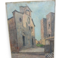 Huile sur toile "Chapelle" de Paul