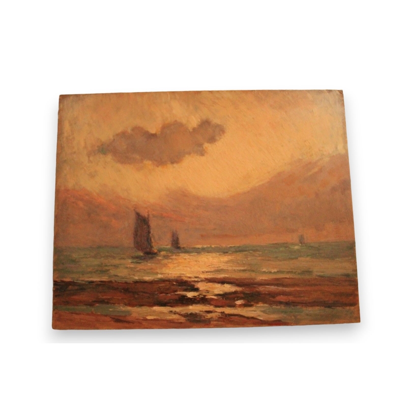Paintings | Oil on panel, ‘Sailing Boats’ by Paul Moinat SA  – Antiques and home décor