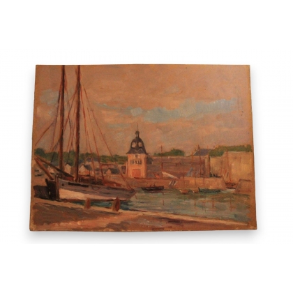 Huile sur panneau \"Concarneau 10