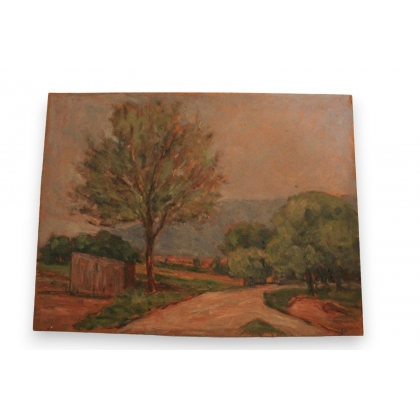 Huile sur panneau \"Croisement\" de Paul