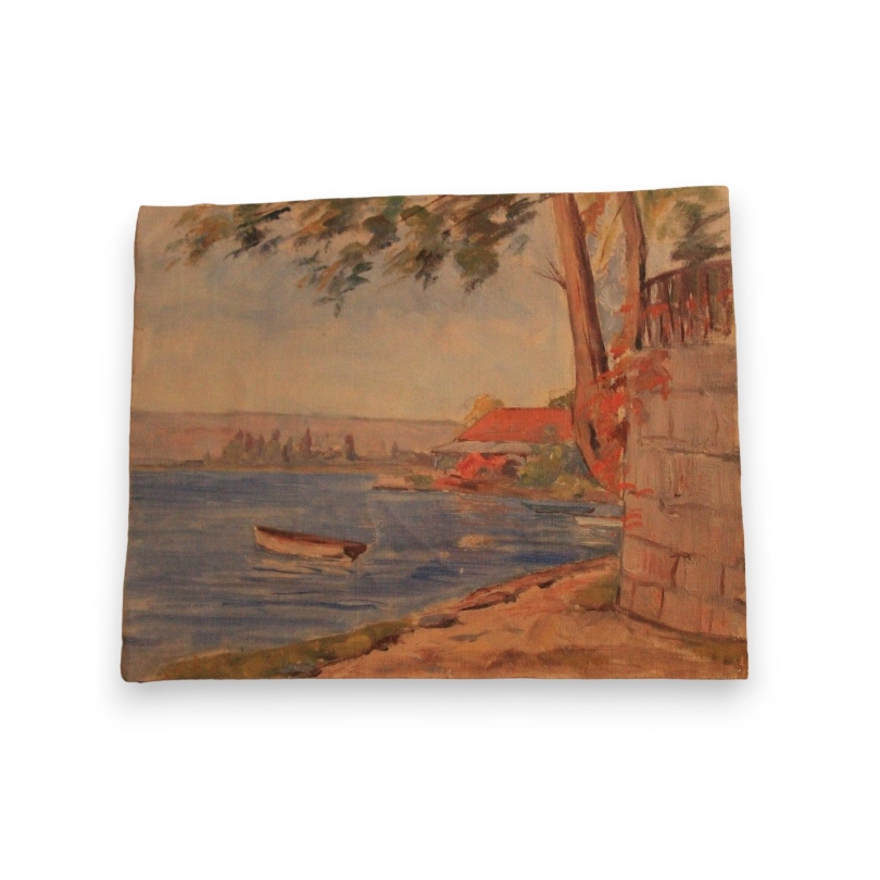 Paintings | Oil on panel, ‘Barque’ by Paul Moinat SA  – Antiques and home décor