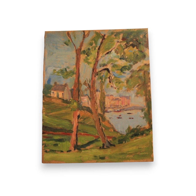 Paintings | Oil on panel, ‘Landscape’ by Paul Moinat SA  – Antiques and home décor