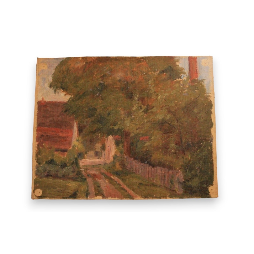 Paintings | Oil on canvas "Alley in the village of Moinat SA" – Antiques and home décor