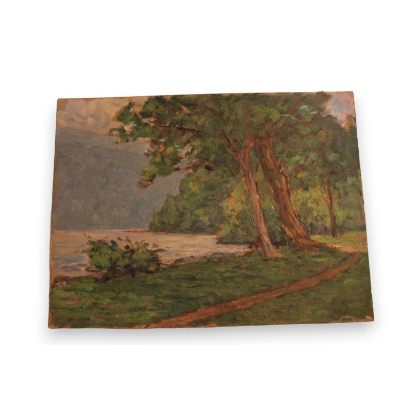 Paintings | Oil on panel ‘Lake Annecy 1947’ Moinat SA  – Antiques and home décor