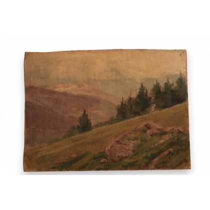 Huile sur toile \"Montagne\" de Paul