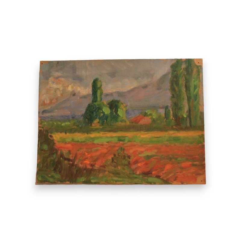 Paintings | Oil on panel, ‘Champs’, Robert Moinat SA  – Antiques and home décor
