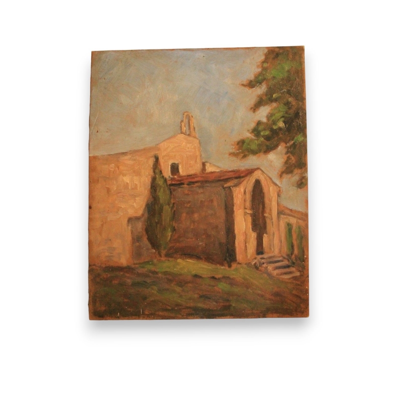 Paintings | Oil on panel, ‘Monastery’ by Paul Moinat SA  – Antiques and home décor