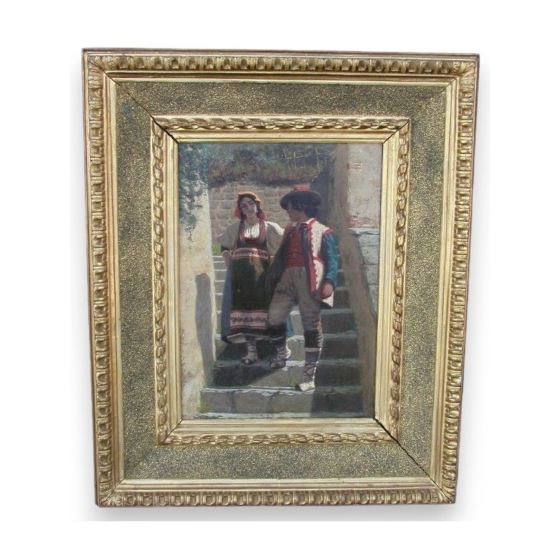 Paintings | Painting entitled ‘Characters in Sorente’, monogrammed. Moinat SA  – Antiques and home décor