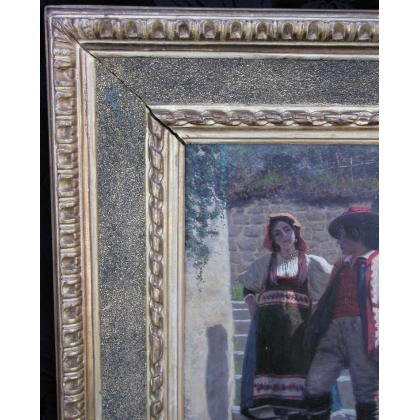 Paintings | Painting entitled ‘Characters in Sorente’, monogrammed. Moinat SA  – Antiques and home décor