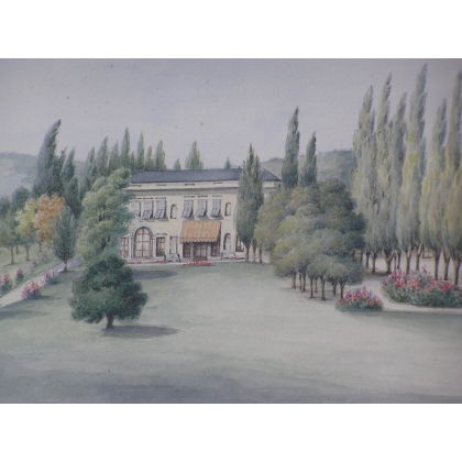 Aquarelle suisse sur papier "Beaulieu - Eynard"  sur Moinat SA  - Antiquités décoration -  Gouaches, Aquarelles, Pastels