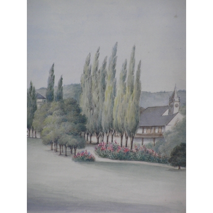 Aquarelle suisse sur papier "Beaulieu - Eynard"  sur Moinat SA  - Antiquités décoration -  Gouaches, Aquarelles, Pastels