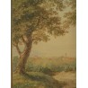 Aquarelle suisse sur papier "Paysage"  sur Moinat SA  - Antiquités décoration -  Gouaches, Aquarelles, Pastels