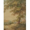 Aquarelle suisse sur papier "Paysage"  sur Moinat SA  - Antiquités décoration -  Gouaches, Aquarelles, Pastels