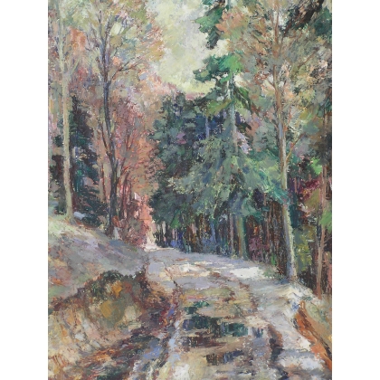 Paintings | Swiss oil on canvas, ‘Sous-bois’, Moinat SA  – Antiques and home décor