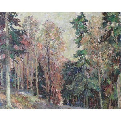 Paintings | Swiss oil on canvas, ‘Sous-bois’, Moinat SA  – Antiques and home décor