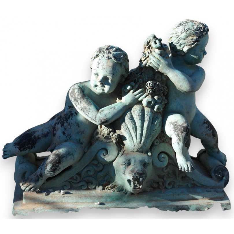  Fontaine "Deux enfants et une tête de sur  Moinat SA  - Antiquités décoration