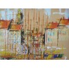 Paintings | Oil painting on paper "Village and Moinat SA  - Antiques and home décor"