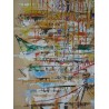 Paintings | Oil painting on paper "Village and Moinat SA  - Antiques and home décor"