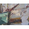 Paintings | Oil on canvas painting ‘Boats’, Moinat SA  – Antiques and home décor