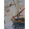 Paintings | Oil on canvas painting ‘Boats’, Moinat SA  – Antiques and home décor