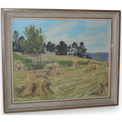 Tableau \"Les moissons\" signé H. JACCARD