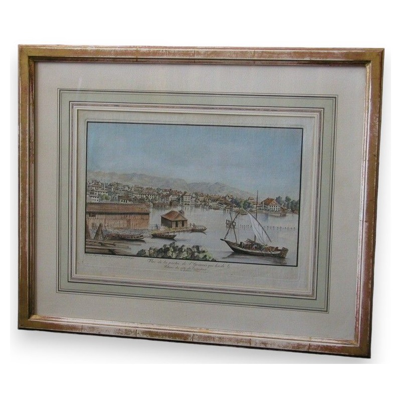 Engraving entitled ‘View of Geneva’, signed SULZBERGER.  at Moinat SA  – Antiques and decorative items –  Engravings, lithograph