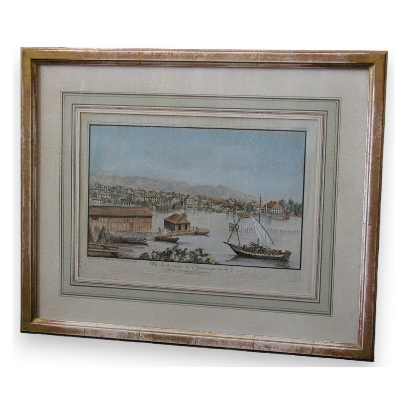 Gravure "Vue de Genève", signée SULZBERGER.