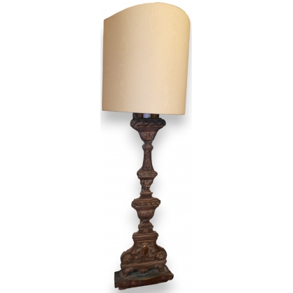  Paire de lampes en bois et laiton sur  Moinat SA  - Antiquités décoration