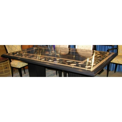  Plateau de table en marbre noir, décor sur  Moinat SA  - Antiquités décoration