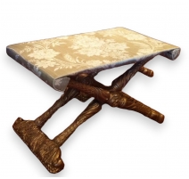 Tabouret en X pliant en bois doré et