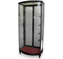 Display cabinet with glass shelves.