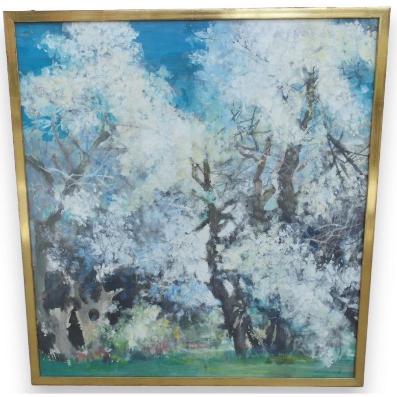 Aquarelle sur papier "Arbres verts et  sur Moinat SA  - Antiquités décoration -  Gouaches, Aquarelles, Pastels