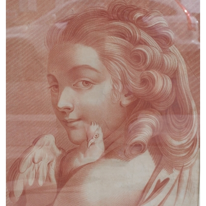  Sanguine "Portrait de femme à la sur  Moinat SA  - Antiquités décoration