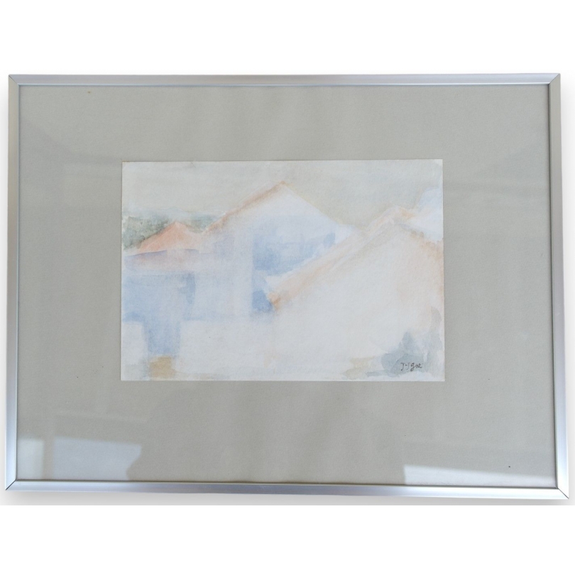 Aquarelle "Maisons", signée JJ GUT  sur Moinat SA  - Antiquités décoration -  Gouaches, Aquarelles, Pastels