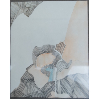 Watercolour painting ‘The Eagle’s Nest’, signed ‘Moinat SA’ – Antiques and decorative arts – Gouaches, watercolours, pastels