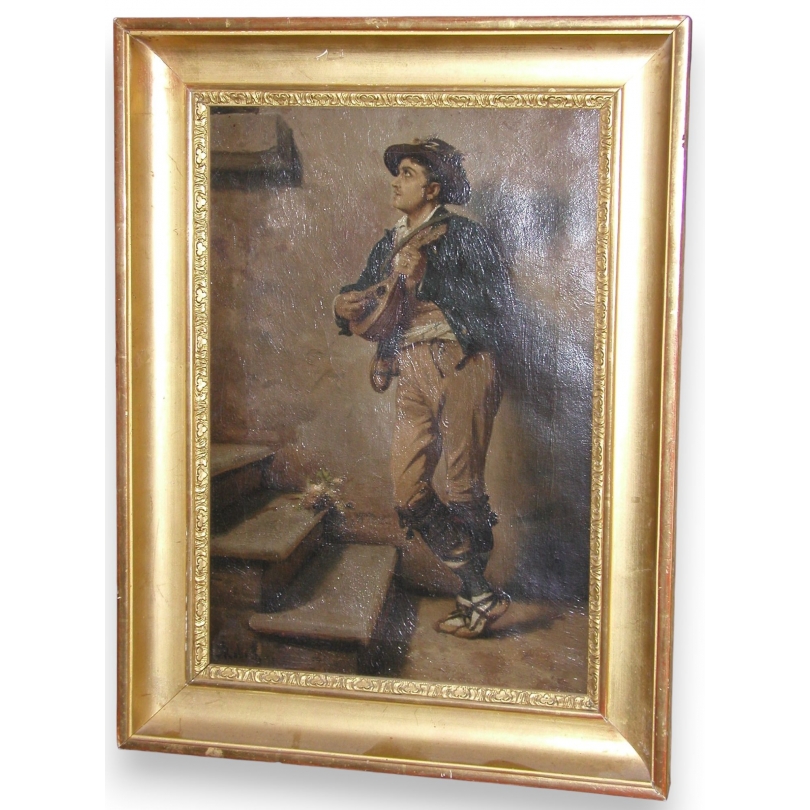 Paintings | Painting entitled ‘Italian Mandolin Player’, signed. Moinat SA  – Antiques and home décor