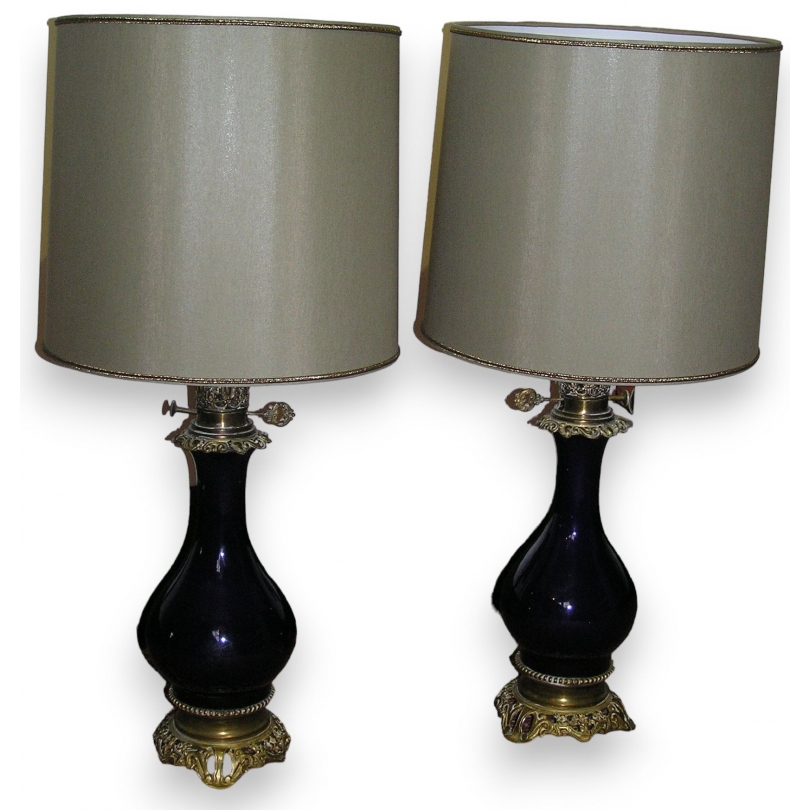 Pair of lamps, in blue porcelain. on  Moinat SA  - Antiques and home décor