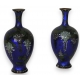 Paire de vases bleus cloisonnés. Décor