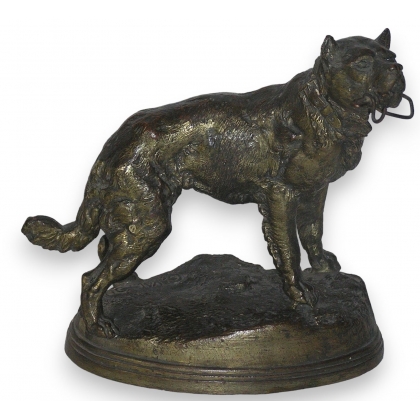 Porte-montre \"Chien\" en régule, signé