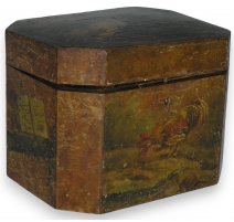 Boîte à thé en bois peint avec décor