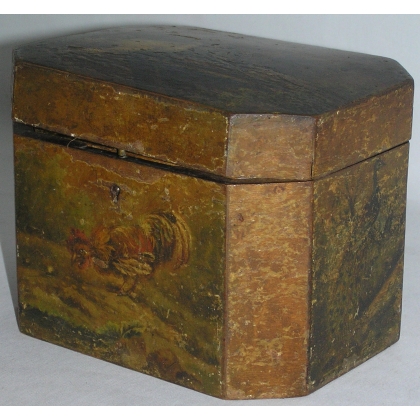 Painted wooden tea box with decorative design by  Moinat SA  - Antiques and home décor